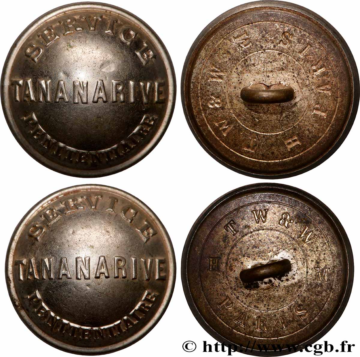 MADAGASCAR Lot 2 boutons, Colonie Madagascar EBC