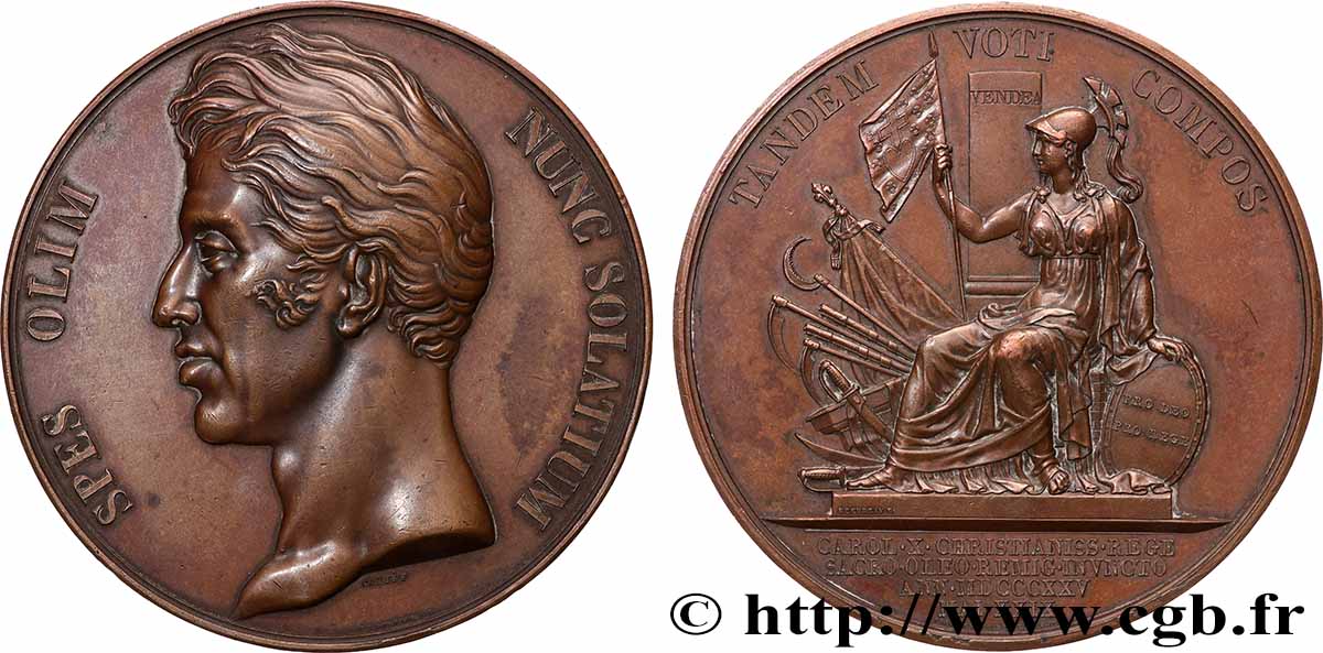 CHARLES X Médaille, Couronnement de Charles X, Vendée AU