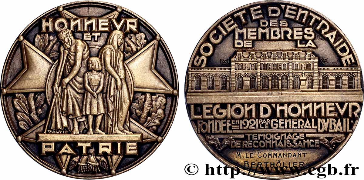 III REPUBLIC Médaille, Société d’entraide des membres de la Légion d’honneur AU