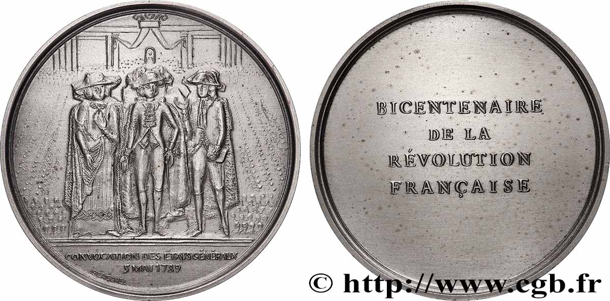 FUNFTE FRANZOSISCHE REPUBLIK Médaille, Bicentenaire de la Révolution, Convocation des États généraux VZ