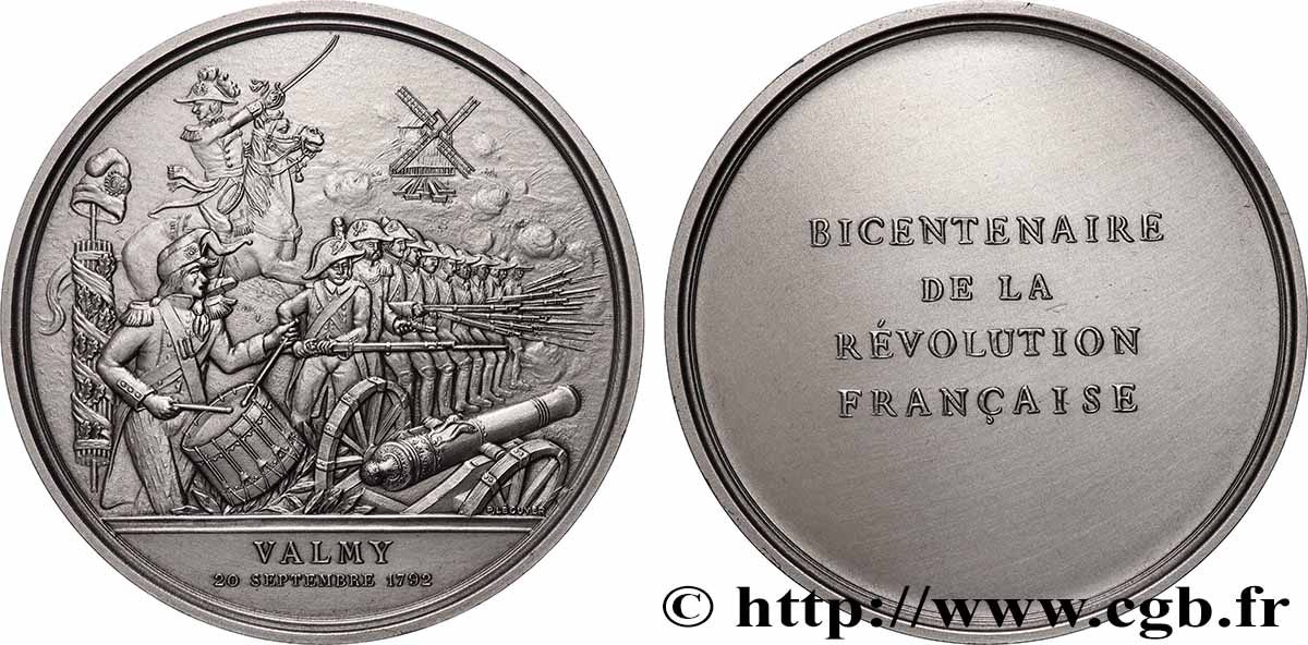 FUNFTE FRANZOSISCHE REPUBLIK Médaille, Bicentenaire de la Révolution, Bataille de Valmy fST