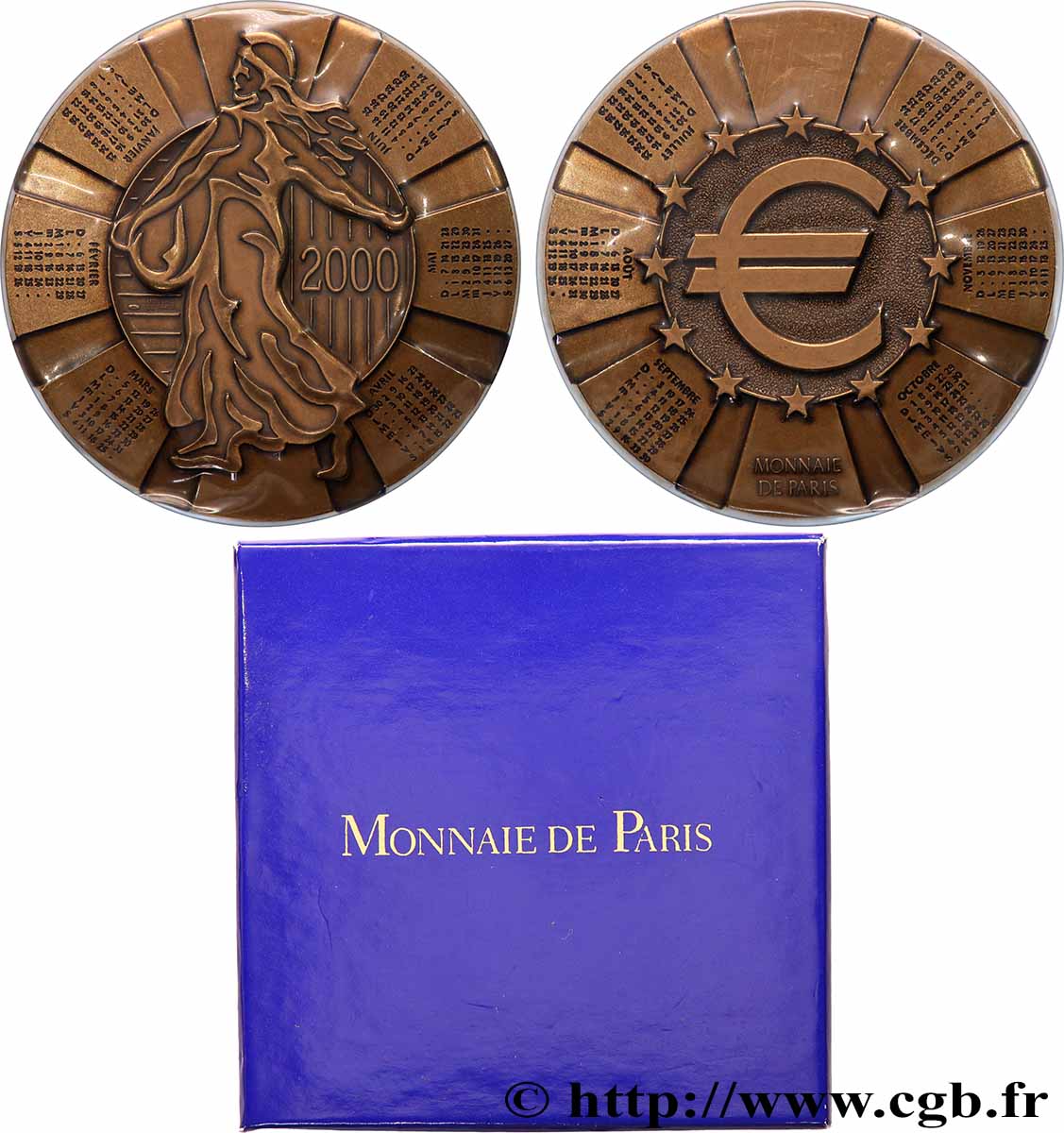 FUNFTE FRANZOSISCHE REPUBLIK Médaille calendrier, L’Euro VZ