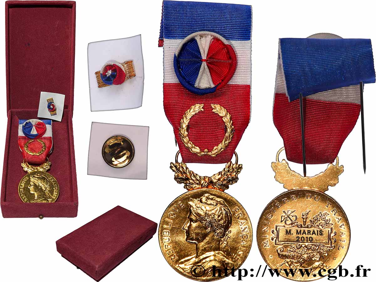 FUNFTE FRANZOSISCHE REPUBLIK Médaille d’honneur du Travail, Ministère du Travail, Grand Or fVZ/VZ