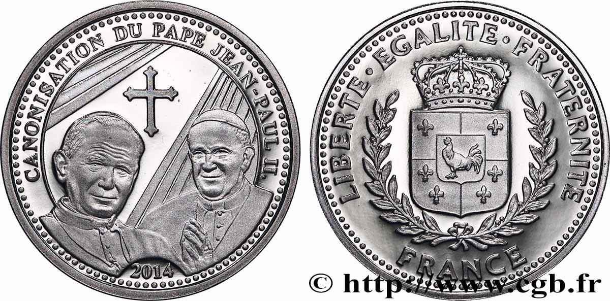 FUNFTE FRANZOSISCHE REPUBLIK Médaille, Canonisation du pape Jean-Paul II fST