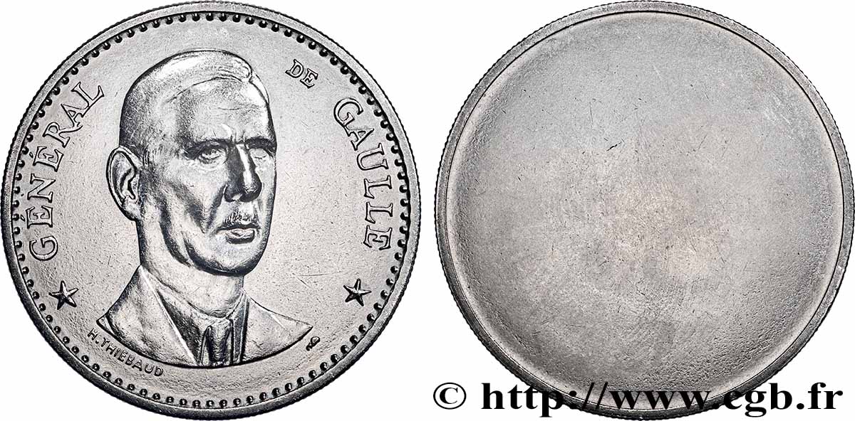 QUINTA REPUBBLICA FRANCESE Médaille uniface, Charles de Gaulle q.SPL