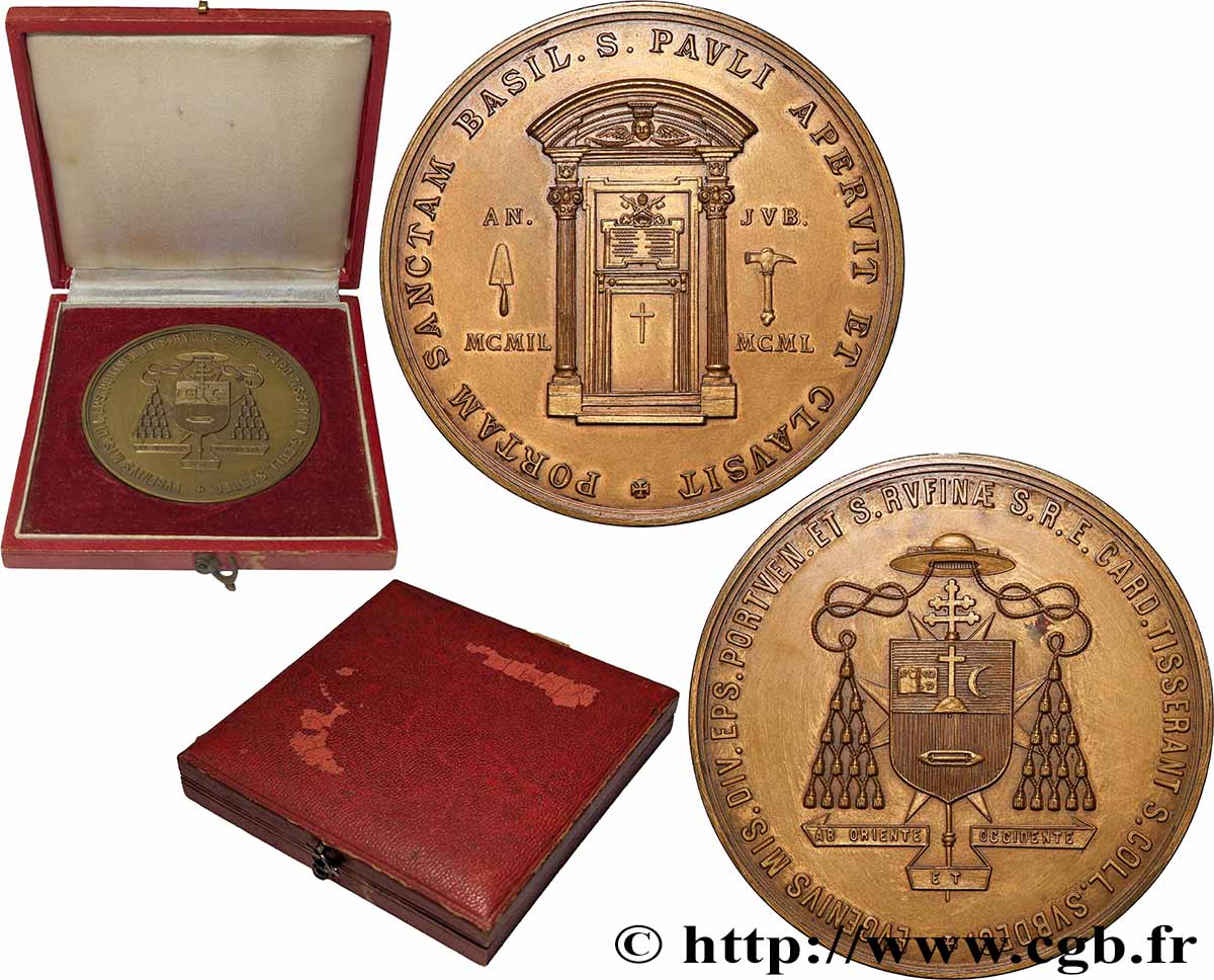 VATICAN - PIE XII (Eugenio Pacelli) Médaille, Commémoration des cérémonies d’ouverture et de fermeture de la Porte Sainte de la basilique Saint-Paul AU