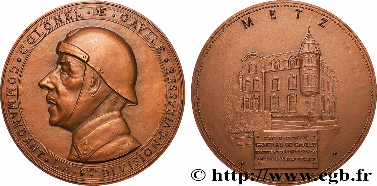 V REPUBLIC Médaille, Colonel de Gaulle, Montigny-les-Metz AU