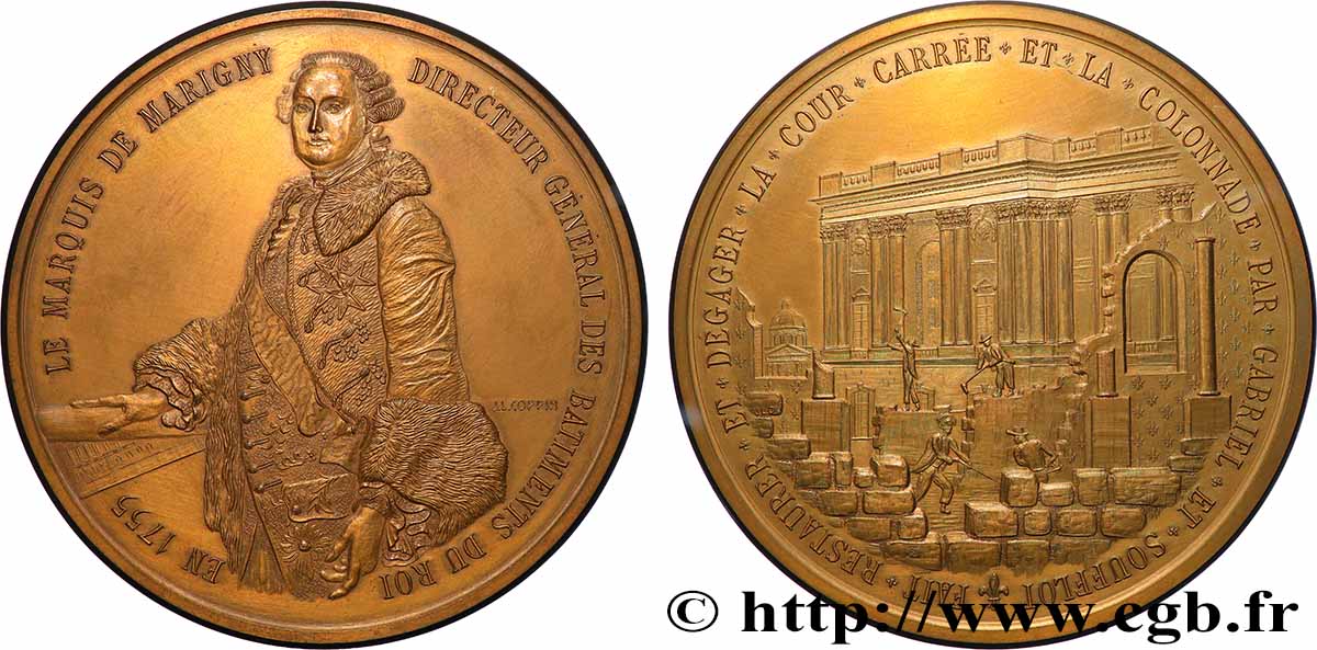 MONUMENTS ET HISTOIRE Médaille, Marquis de Marigny, directeur général des bâtiments du roi, n°282 SUP
