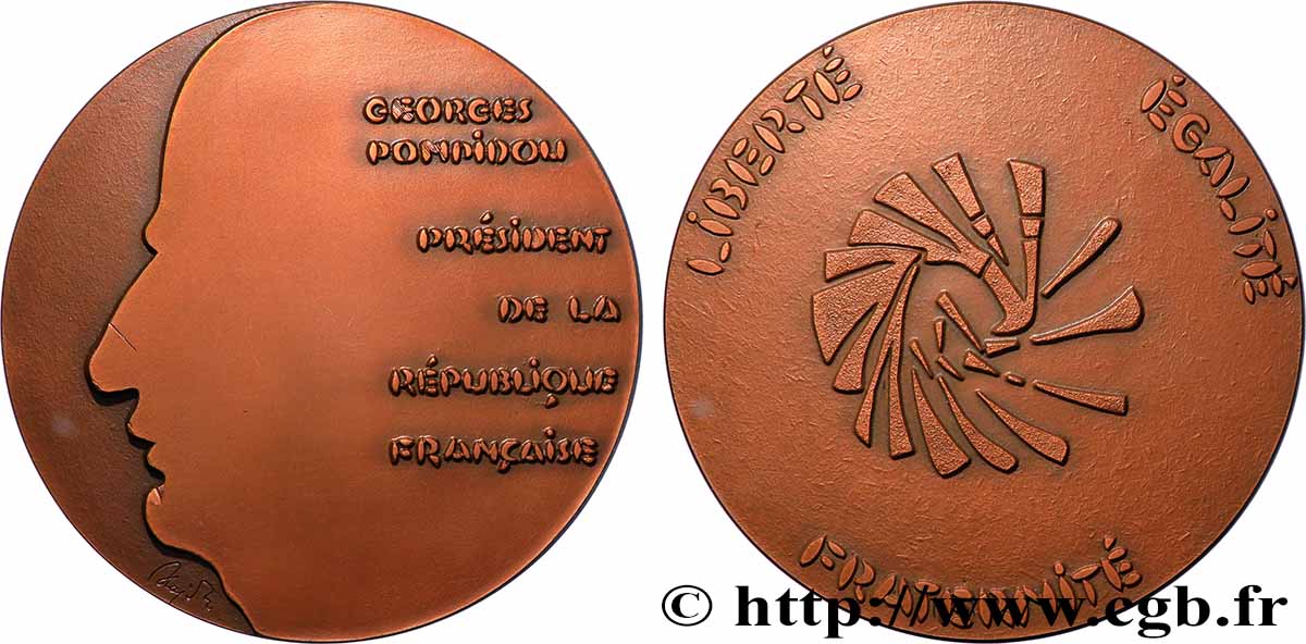 V REPUBLIC Médaille, Georges Pompidou AU