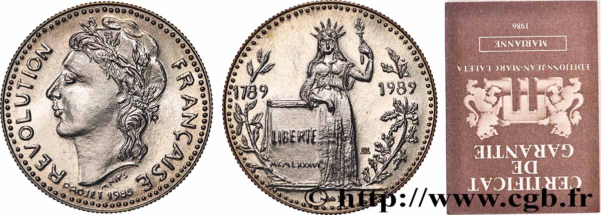 FUNFTE FRANZOSISCHE REPUBLIK Médaille, Bicentenaire de la Révolution Française, la Liberté fST