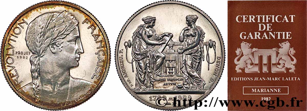 FUNFTE FRANZOSISCHE REPUBLIK Médaille, Bicentenaire de la Révolution Française, Frappe de la Monnaie fST
