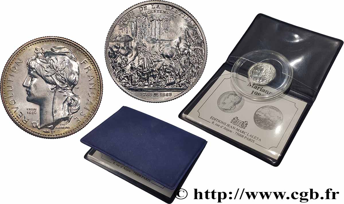 FUNFTE FRANZOSISCHE REPUBLIK Médaille, Bicentenaire de la Révolution Française, Prise de la Bastille fST