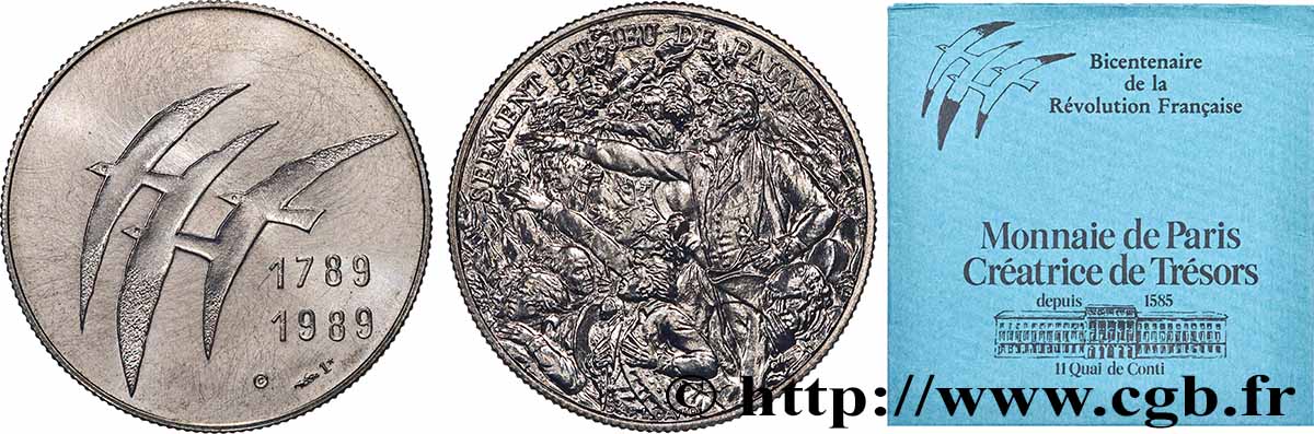 FUNFTE FRANZOSISCHE REPUBLIK Médaille, Bicentenaire de la Révolution Française, Serment du jeu de paume BU