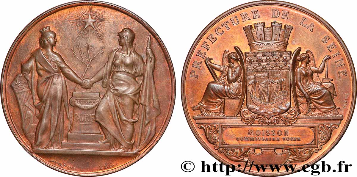 III REPUBLIC Médaille, Préfecture de la Seine AU