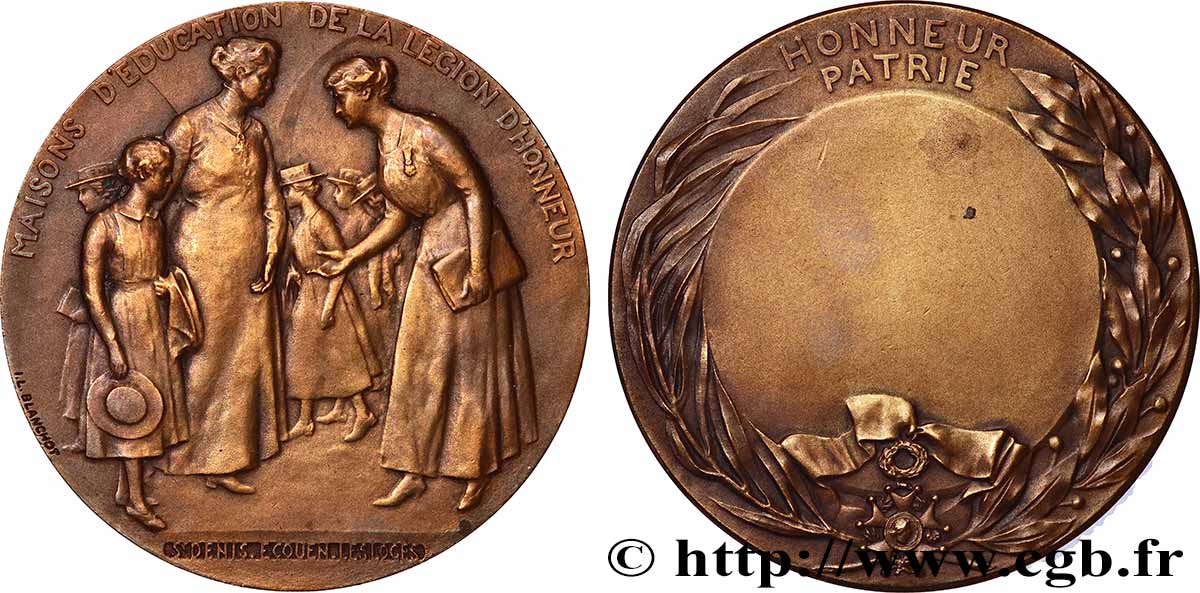 III REPUBLIC Médaille, Maisons d’éducation de la Légion d’honneur AU/AU