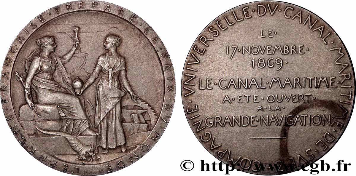 CANAUX ET TRANSPORTS FLUVIAUX Médaille, Compagnie universelle du canal maritime de Suez SUP