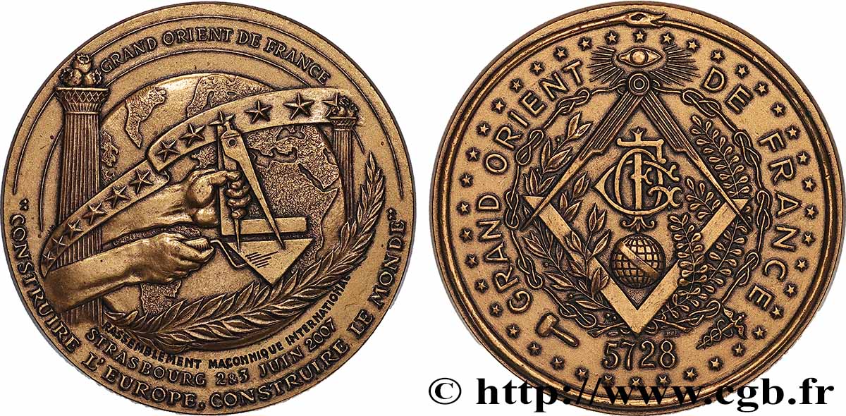 QUINTA REPUBBLICA FRANCESE Médaille, GOF, Rassemblement maçonnique international SPL