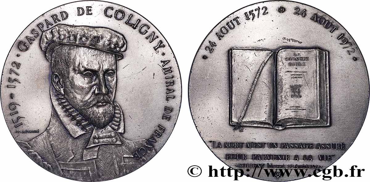 QUINTA REPUBLICA FRANCESA Médaille, Gaspard de Coligny MBC+