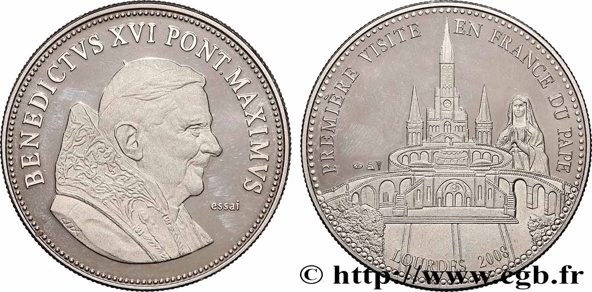 VATIKANSTAAT UND KIRCHENSTAAT Médaille, Benoît XVI, essai, Première visite en France VZ