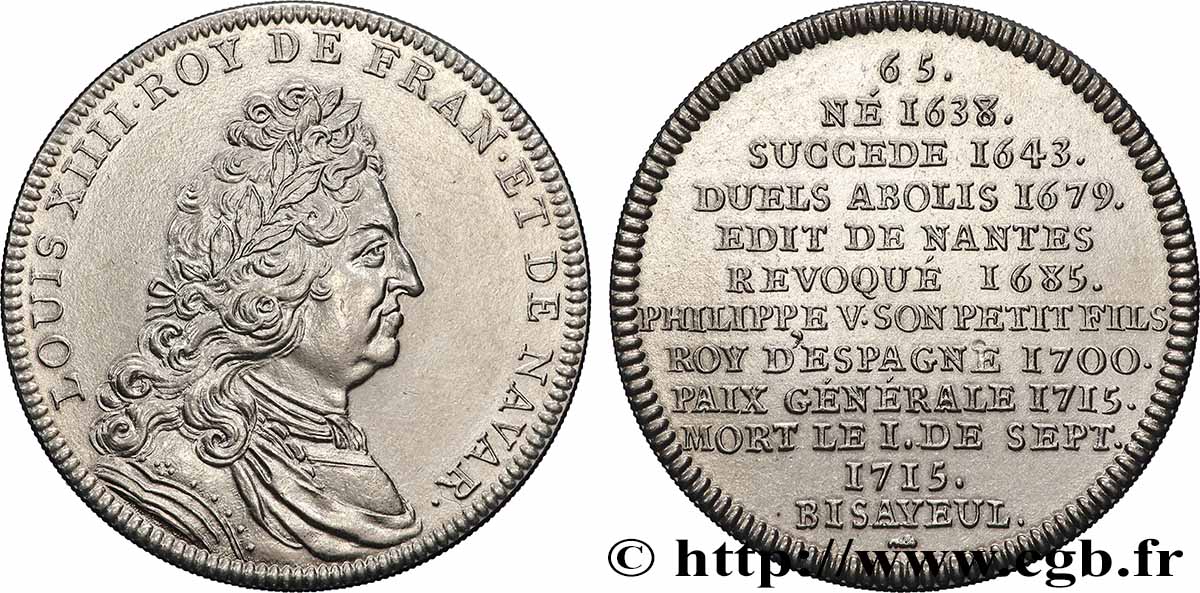SÉRIE MÉTALLIQUE DES ROIS DE FRANCE Médaille, Louis XIV, refrappe AU
