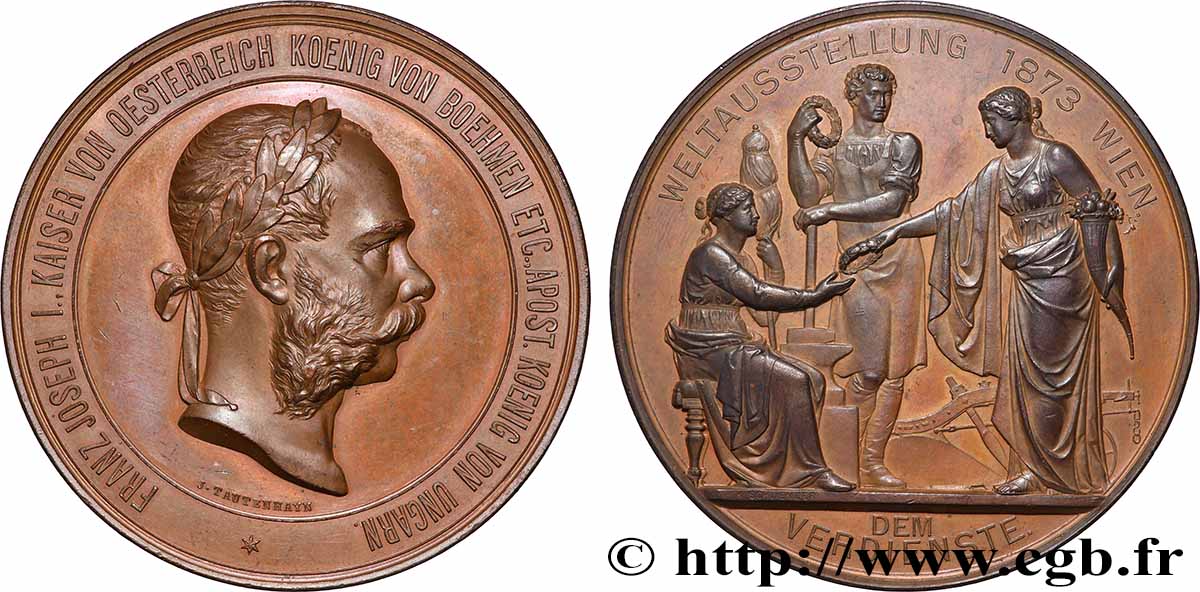 AUTRICHE - FRANÇOIS-JOSEPH Ier Médaille, Exposition Universelle, Au mérite TTB+
