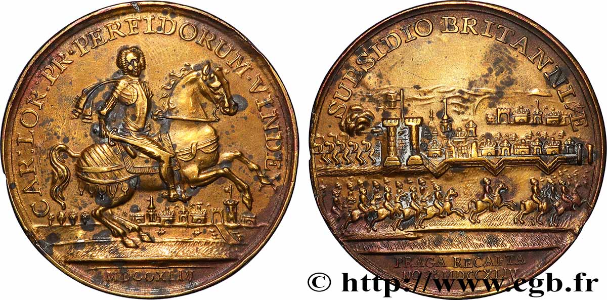 CHARLES ALEXANDRE DE LORRAINE Médaille, Reconquête de Prague TTB