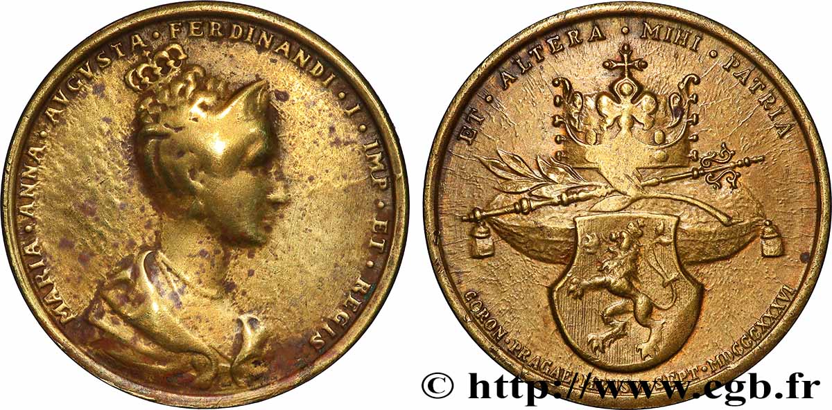AUTRICHE - FERDINAND Ier Médaille, Couronnement de Marie Anna fSS