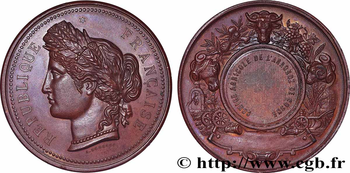 SOCIÉTÉS D AGRICULTURE, HORTICULTURE, PÈCHE ET CHASSE Médaille, Comice Agricole fVZ