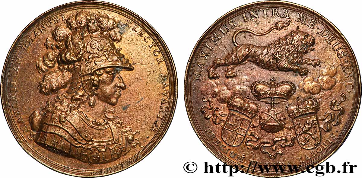 ALLEMAGNE - DUCHÉ DE BAVIÈRE - MAXIMILIEN II EMMANUEL Médaille,Commémoration du soutien apporté par Maximilien II Emmanuel à son frère, Joseph Clément de Cologne TTB