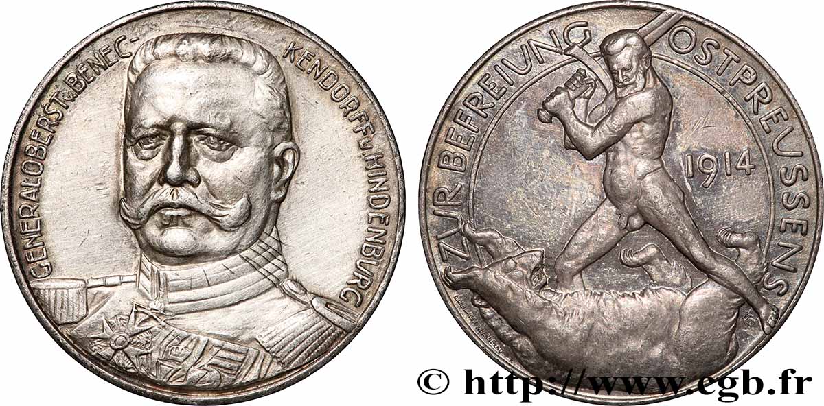ALLEMAGNE - ROYAUME DE PRUSSE - GUILLAUME II Médaille, Commémoration de la bataille de Tannenberg et la libération de la Prusse-Orientale TTB+