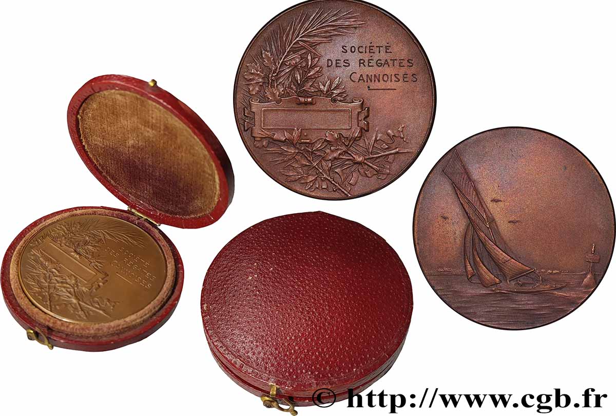 SEA AND NAVY : SHIPS AND BOATS Médaille, Société des régates cannoises MBC+