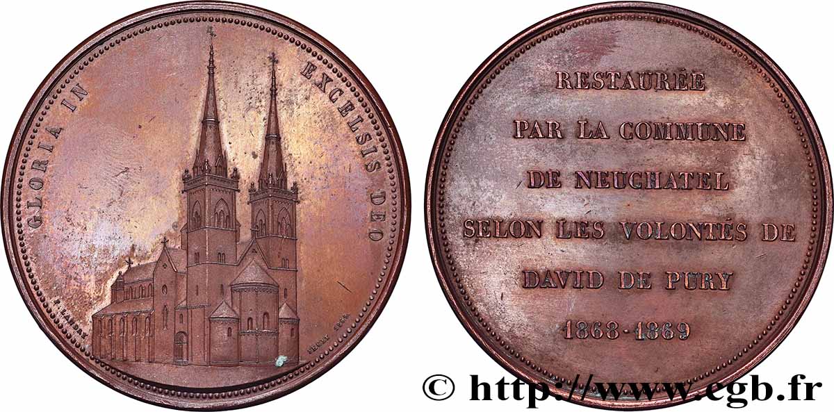 SCHWEIZ - KANTON NEUCHATEL Médaille, Restauration de la collégiale VZ/fVZ