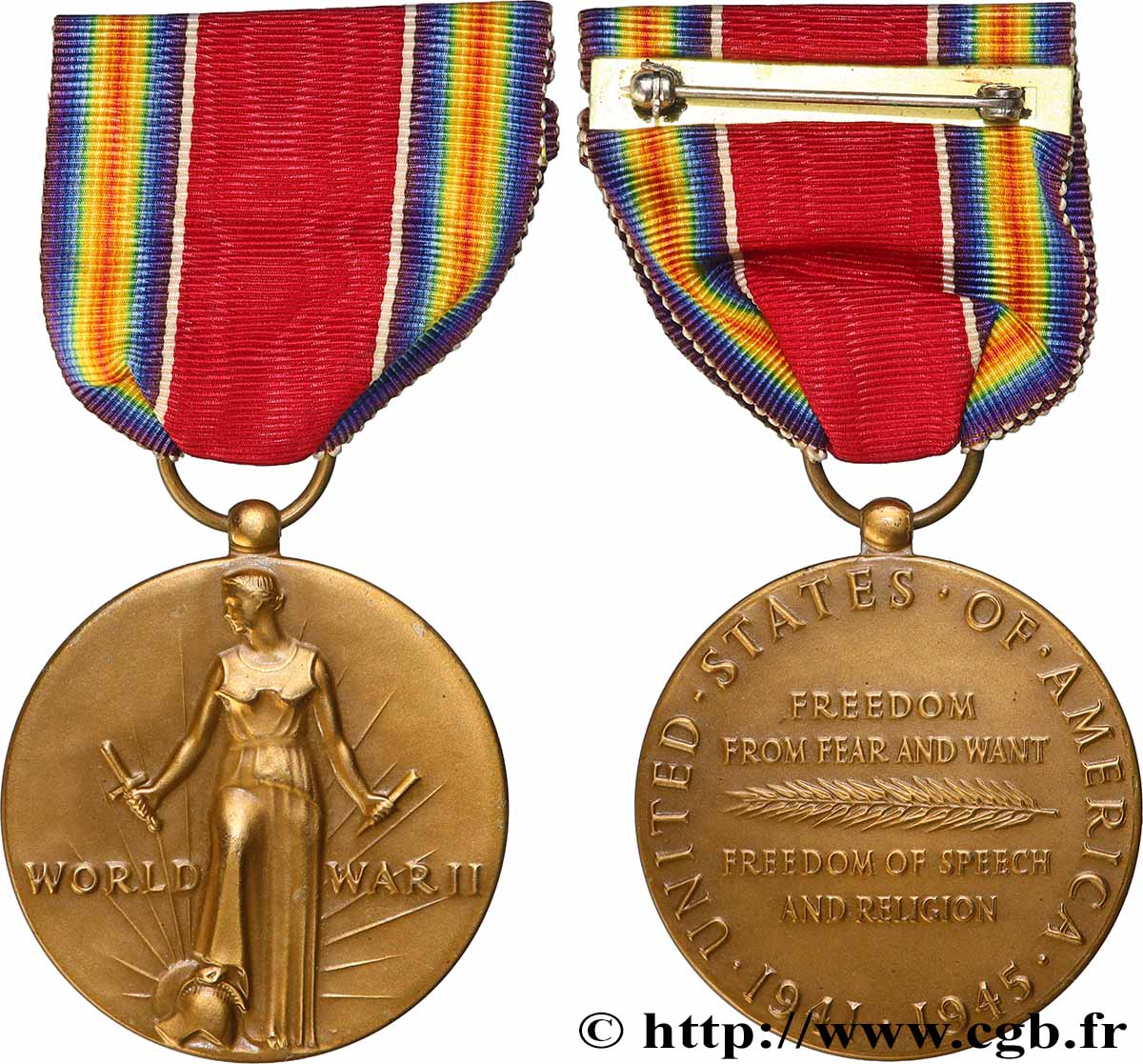 ESTADOS UNIDOS DE AMÉRICA Médaille, Victoire de la Seconde Guerre mondiale EBC