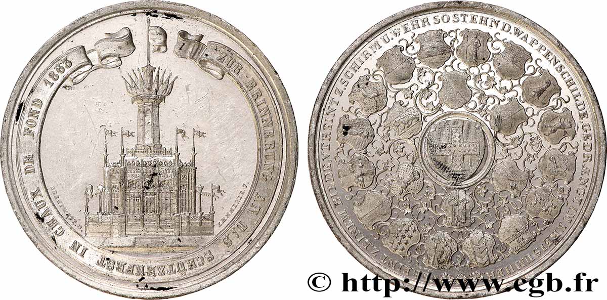 SUISSE - CANTON DE NEUCHATEL Médaille, Fête de la garde TTB+