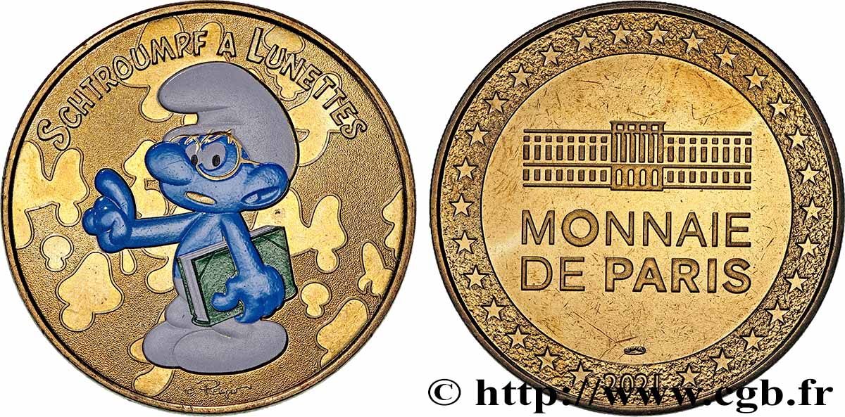 QUINTA REPUBBLICA FRANCESE Médaille, Schtroumpf à lunettes q.SPL