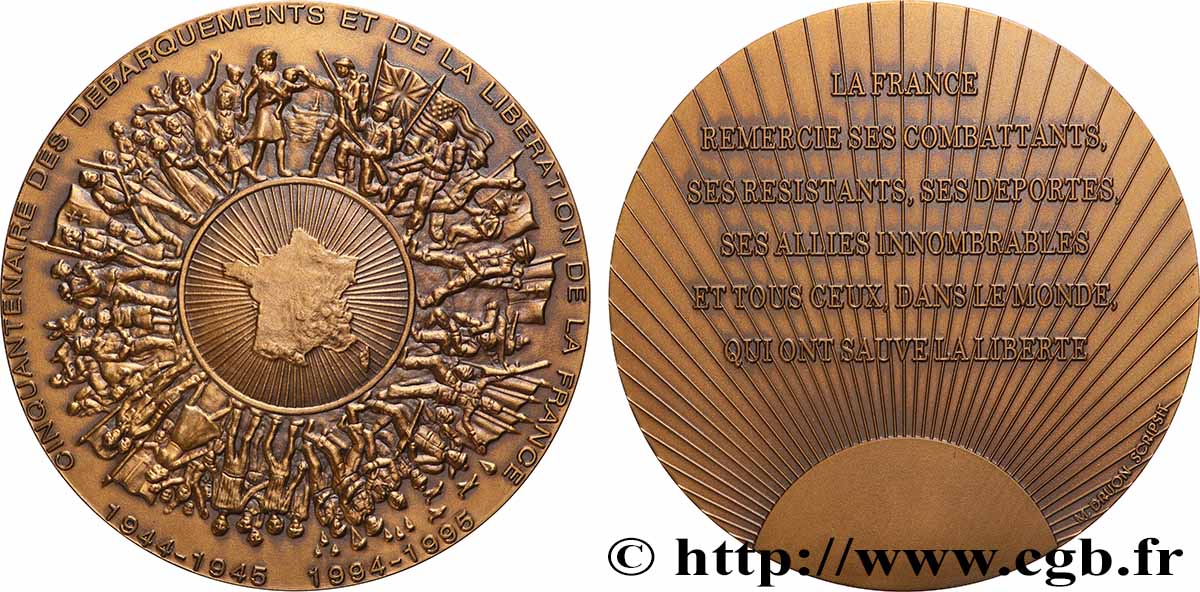 FUNFTE FRANZOSISCHE REPUBLIK Médaille, Cinquantenaire des débarquements et de la libération de la France VZ