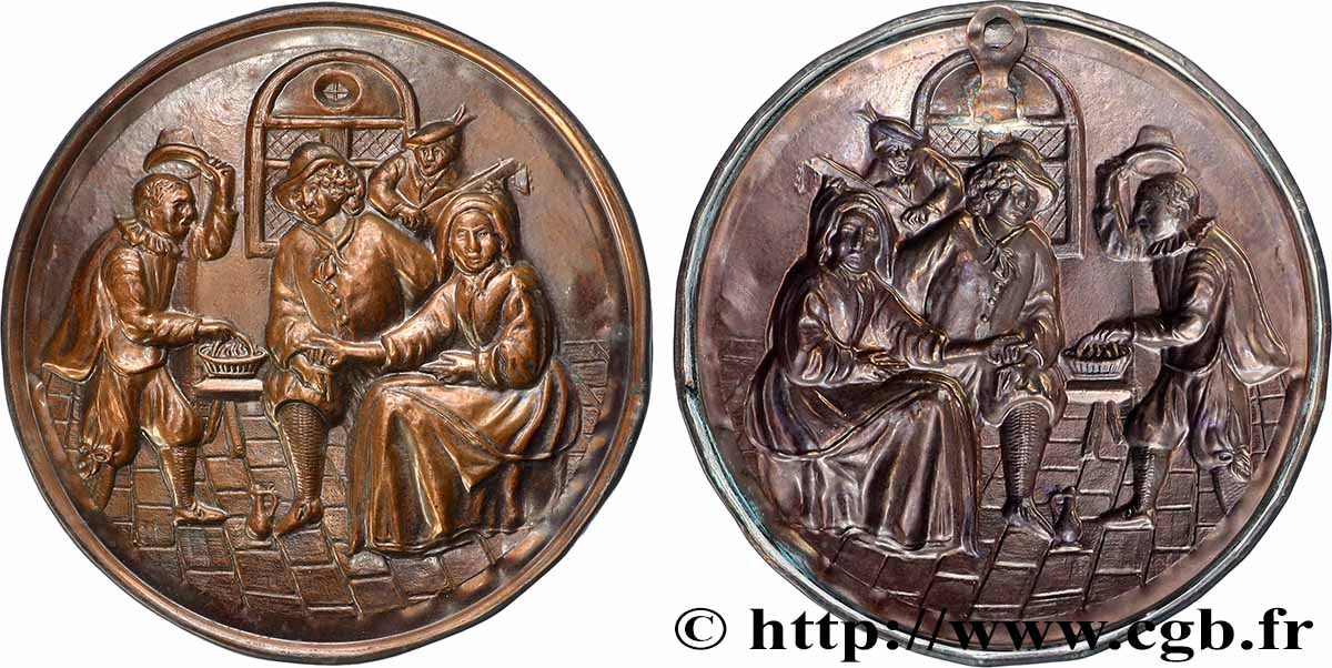 ART, PEINTURE ET SCULPTURE Plaque, Scène d’intérieur TTB+