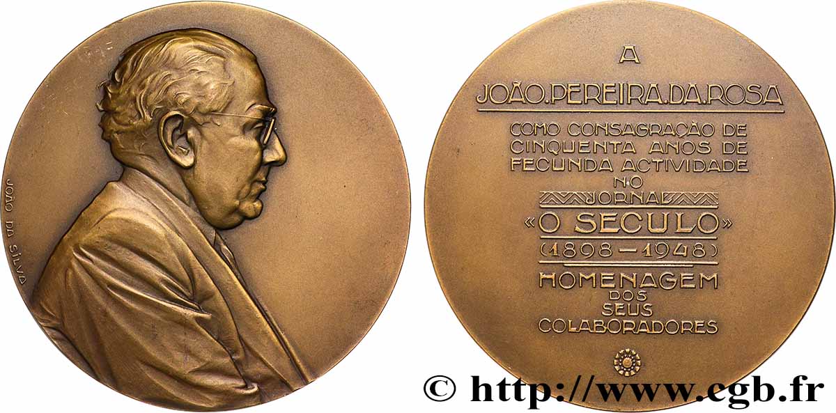 PORTUGAL Médaille, Hommage à Joao Pereida da Rosa VZ