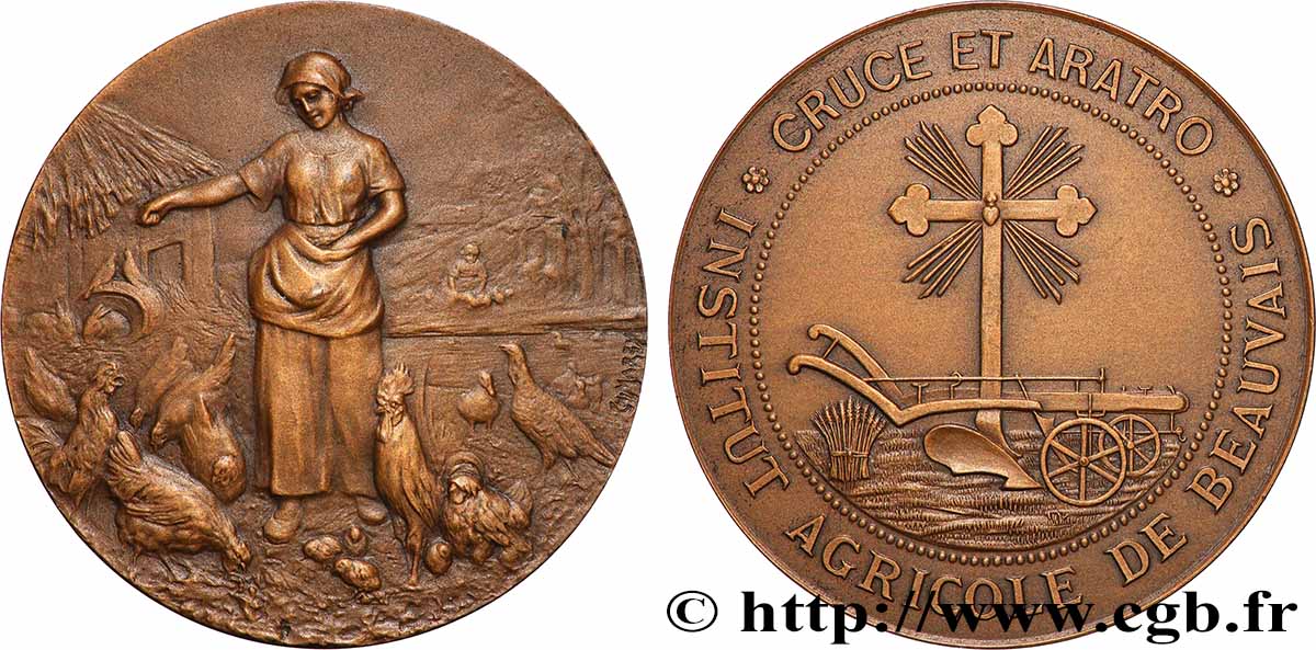 SOCIÉTÉS D AGRICULTURE, HORTICULTURE, PÈCHE ET CHASSE Médaille, Institut agricole de Beauvais AU