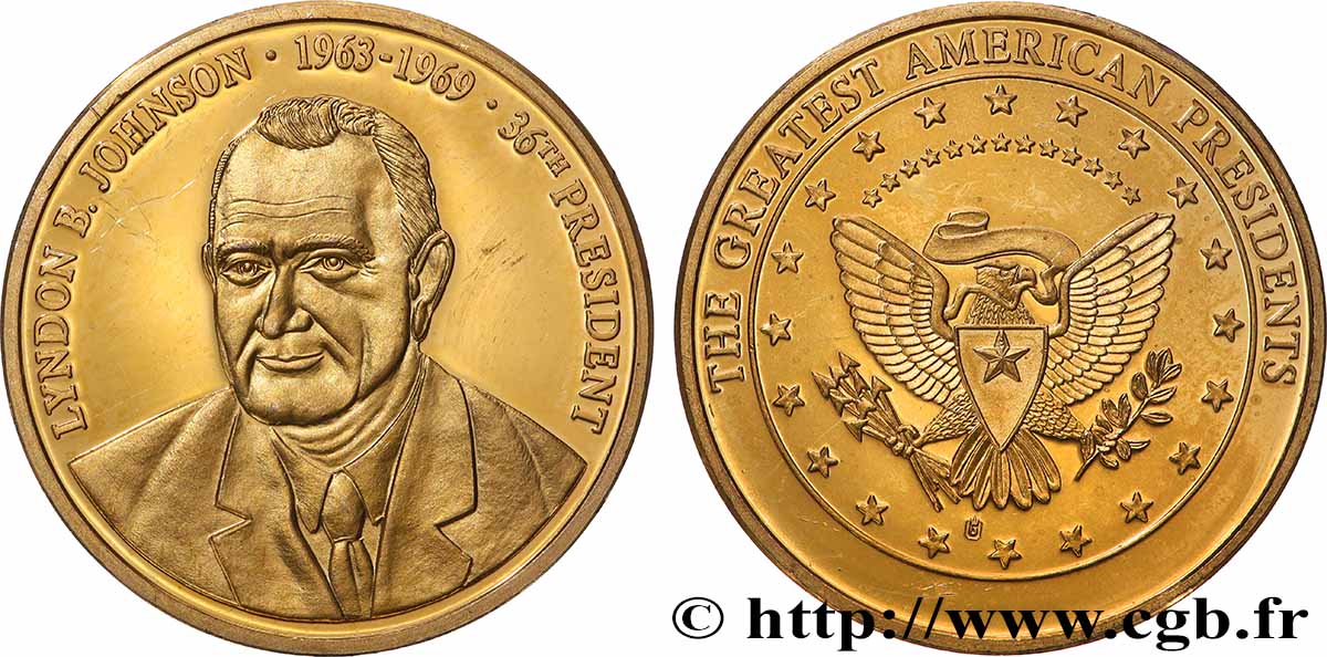 ÉTATS-UNIS D AMÉRIQUE Médaille, Lyndon B. Johnson TTB+