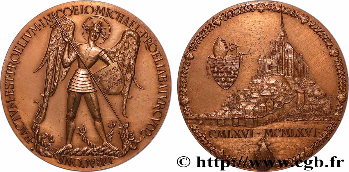 QUINTA REPUBLICA FRANCESA Médaille, Saint Michel, l’ange et le mont EBC