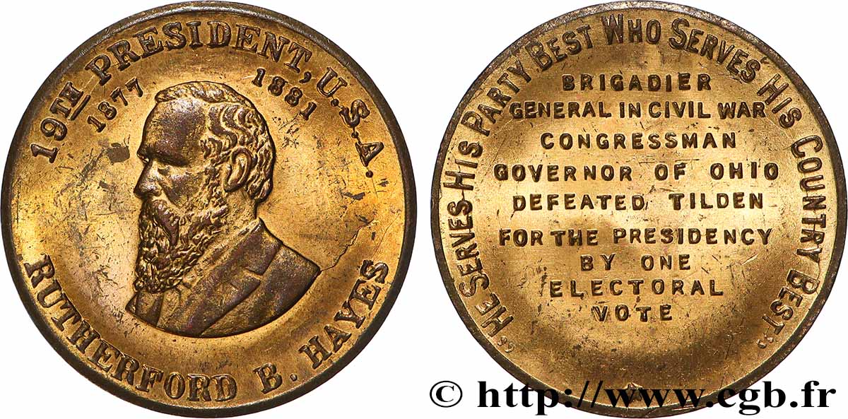 VEREINIGTE STAATEN VON AMERIKA Médaille, Rutherford B. Hayes fVZ
