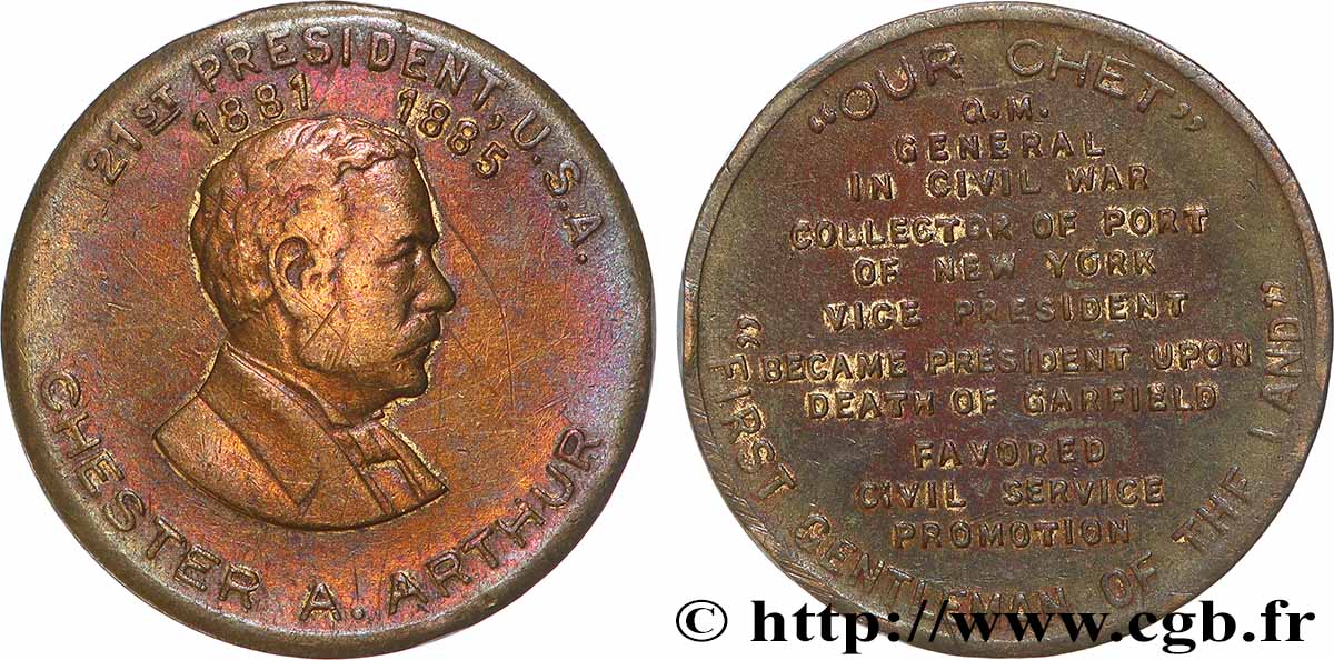 VEREINIGTE STAATEN VON AMERIKA Médaille, Chester Alan Arthur fVZ