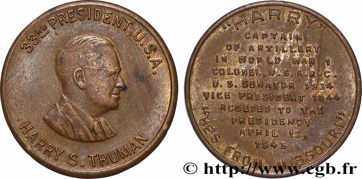 VEREINIGTE STAATEN VON AMERIKA Médaille, Harry S. Truman fVZ