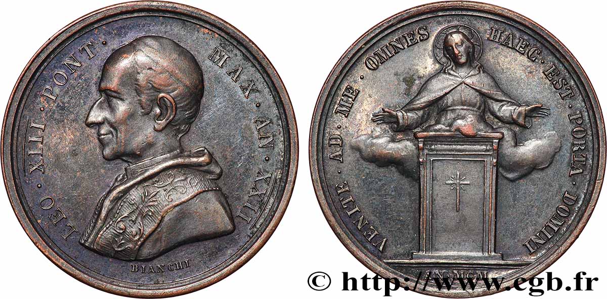 ITALIE - ÉTATS DE L ÉGLISE - LÉON XIII (Vincenzo Gioacchino Pecci) Médaille, Porte Sainte XF