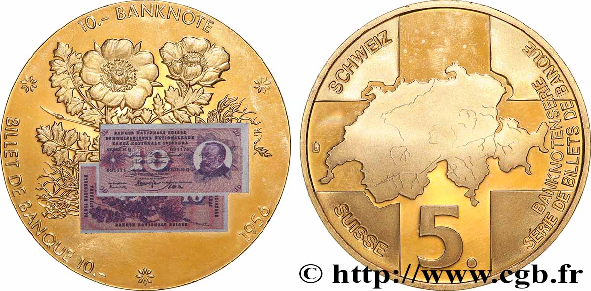 SVIZZERA Médaille, Billet de 10 francs suisse q.SPL
