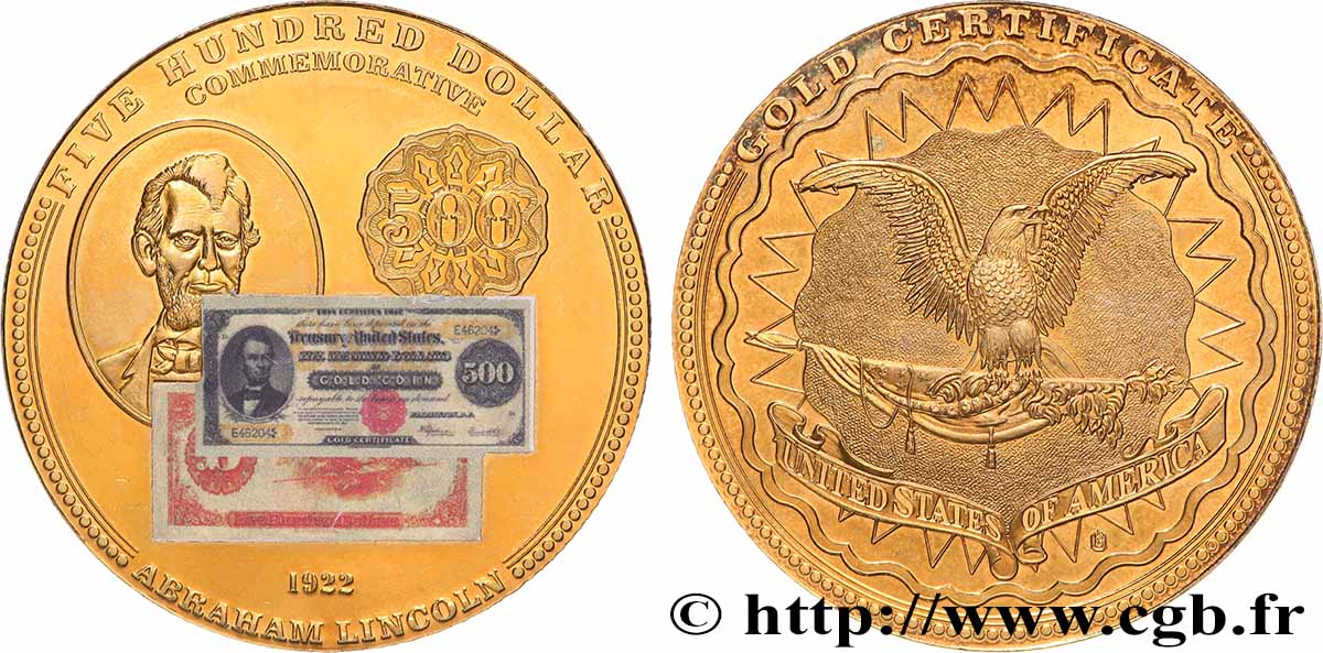 STATI UNITI D AMERICA Médaille, Gold Certificate, 500 dollars q.SPL