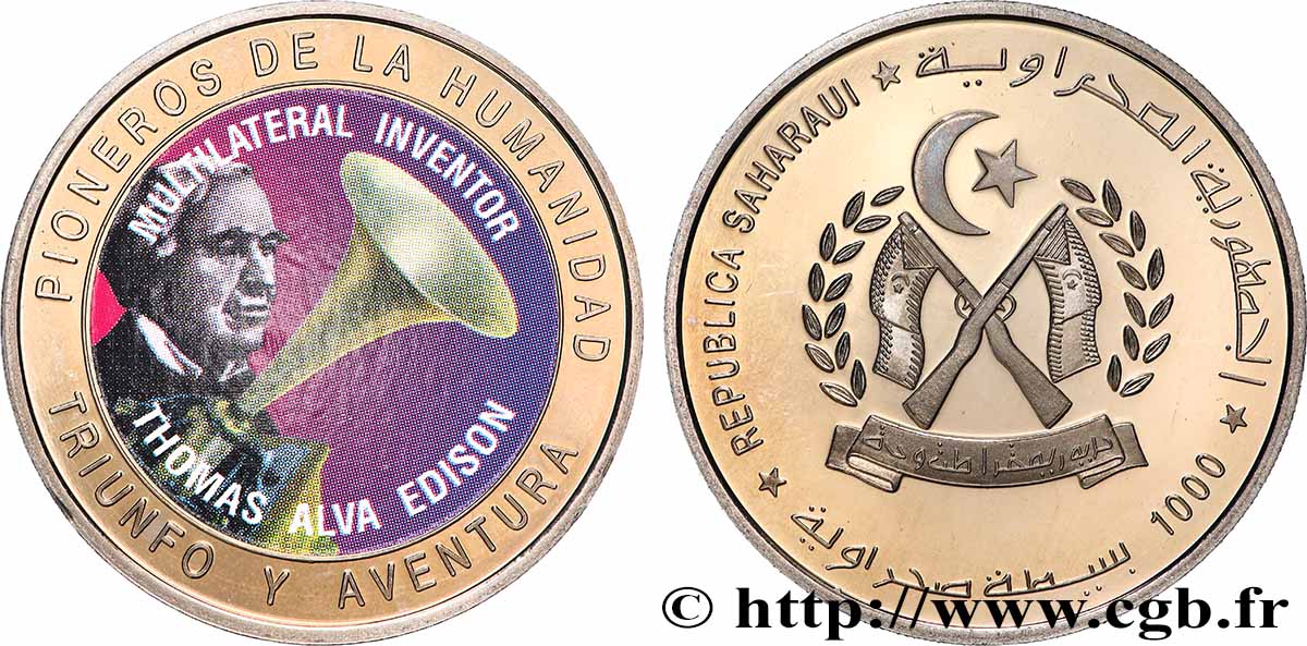 WESTSAHARA Médaille,Thomas Alva Edison - Multilateral Inventor fVZ