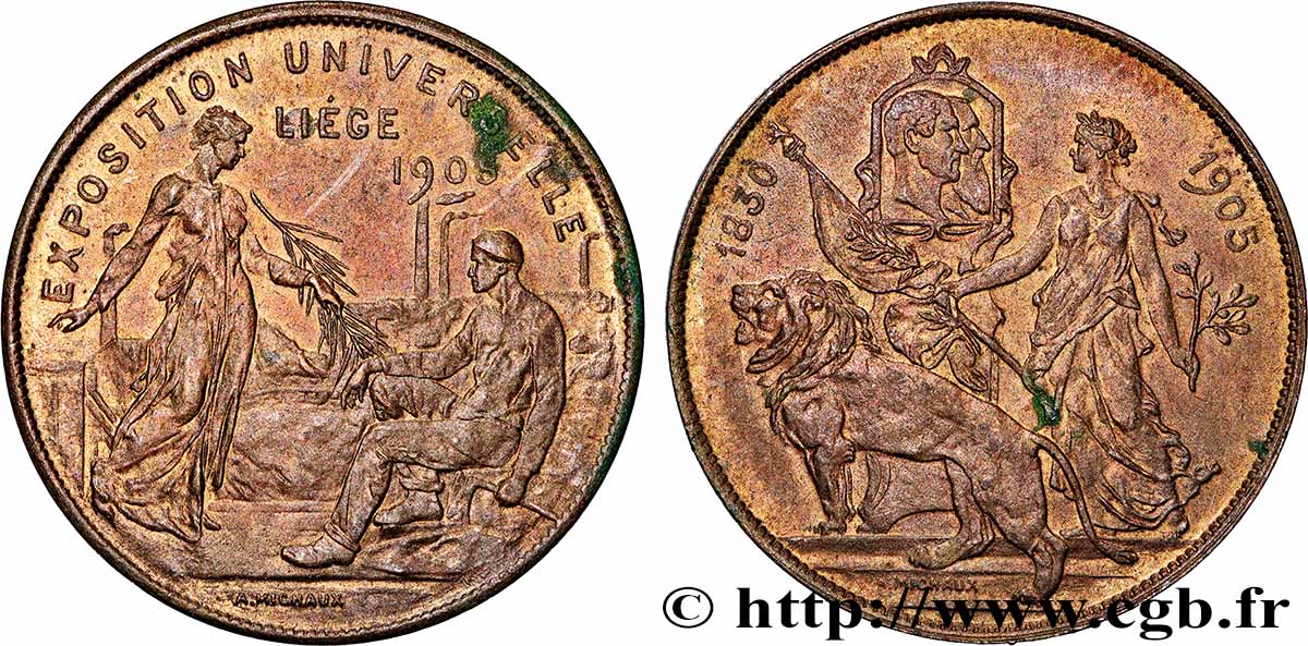 BELGIQUE - ROYAUME DE BELGIQUE - LÉOPOLD II Médaille, Exposition universelle de Liège SS