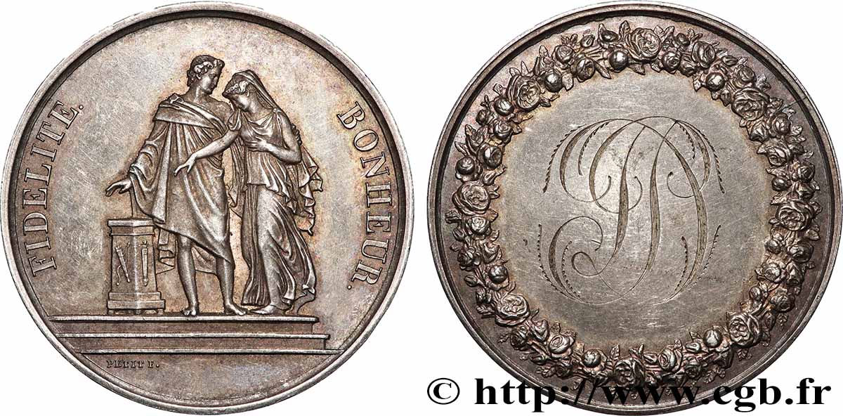 AMOUR ET MARIAGE Médaille de mariage, Fidélité et Bonheur fVZ